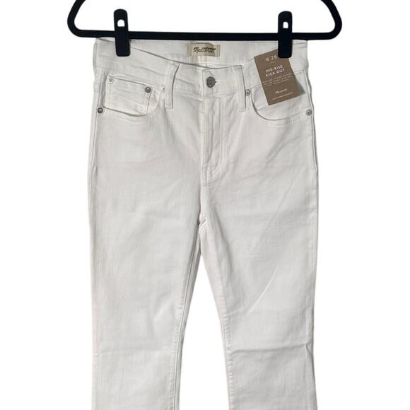 NWT Madewell Mid-Rise Kick Out Crop Jeans in Pure White Size 26 - Picture 11 of 15